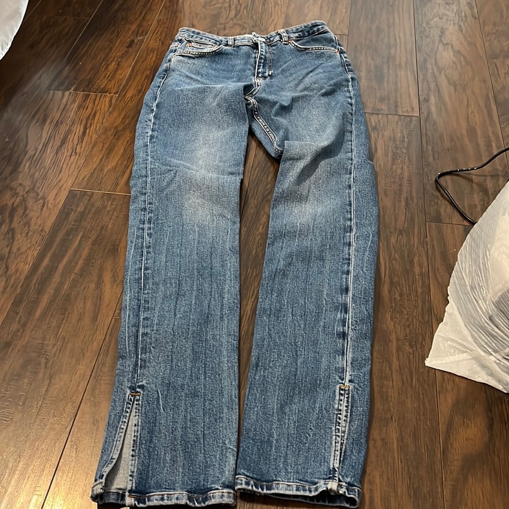 Beautiful high waist jeans with splits by Zara! Worn once only!!